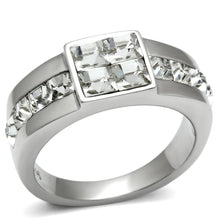 Load image into Gallery viewer, TK487 - High polished (no plating) Stainless Steel Ring with Top Grade Crystal  in Clear