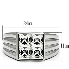 Load image into Gallery viewer, TK489 - High polished (no plating) Stainless Steel Ring with Top Grade Crystal  in Clear