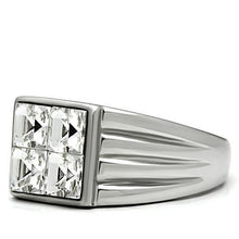 Load image into Gallery viewer, TK489 - High polished (no plating) Stainless Steel Ring with Top Grade Crystal  in Clear