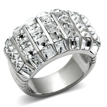 Load image into Gallery viewer, TK490 - High polished (no plating) Stainless Steel Ring with Top Grade Crystal  in Clear