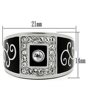 TK492 - High polished (no plating) Stainless Steel Ring with Top Grade Crystal  in Clear