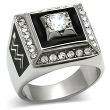 Load image into Gallery viewer, TK493 - High polished (no plating) Stainless Steel Ring with AAA Grade CZ  in Clear