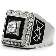 Load image into Gallery viewer, TK493 - High polished (no plating) Stainless Steel Ring with AAA Grade CZ  in Clear