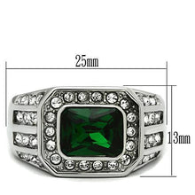 Load image into Gallery viewer, TK495 - High polished (no plating) Stainless Steel Ring with Synthetic Synthetic Glass in Emerald