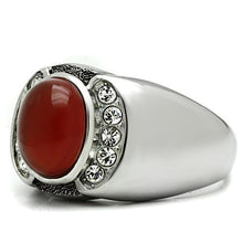 Load image into Gallery viewer, TK499 - High polished (no plating) Stainless Steel Ring with Semi-Precious Onyx in Siam
