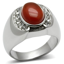 Load image into Gallery viewer, TK499 - High polished (no plating) Stainless Steel Ring with Semi-Precious Onyx in Siam