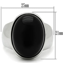 Load image into Gallery viewer, TK501 - High polished (no plating) Stainless Steel Ring with Semi-Precious Onyx in Jet
