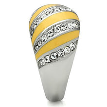 Load image into Gallery viewer, TK506 - High polished (no plating) Stainless Steel Ring with Top Grade Crystal  in Clear