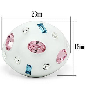 TK512 - High polished (no plating) Stainless Steel Ring with Top Grade Crystal  in Multi Color