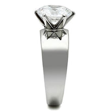 Load image into Gallery viewer, TK520 - High polished (no plating) Stainless Steel Ring with AAA Grade CZ  in Clear