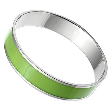 TK531 - High polished (no plating) Stainless Steel Bangle with Epoxy  in Emerald