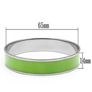 TK531 - High polished (no plating) Stainless Steel Bangle with Epoxy  in Emerald