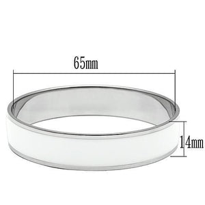 TK532 - High polished (no plating) Stainless Steel Bangle with Epoxy  in White