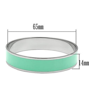 TK533 - High polished (no plating) Stainless Steel Bangle with Epoxy  in Aquamarine
