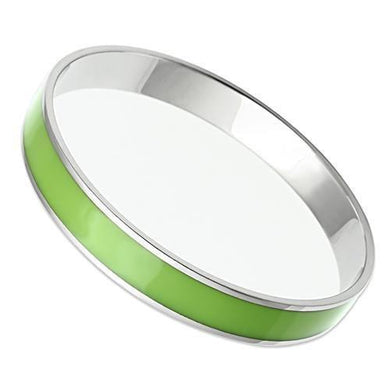 TK535 - High polished (no plating) Stainless Steel Bangle with Epoxy  in Emerald