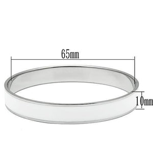 TK536 - High polished (no plating) Stainless Steel Bangle with Epoxy  in White