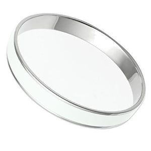 TK536 - High polished (no plating) Stainless Steel Bangle with Epoxy  in White