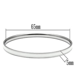 TK540 - High polished (no plating) Stainless Steel Bangle with Epoxy  in White