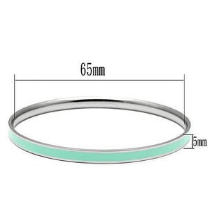 TK541 - High polished (no plating) Stainless Steel Bangle with Epoxy  in Aquamarine