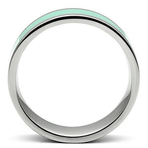 TK542 - High polished (no plating) Stainless Steel Ring with Epoxy  in Aquamarine