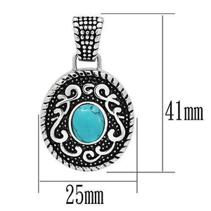 TK550 - High polished (no plating) Stainless Steel Necklace with Synthetic Turquoise in Sea Blue
