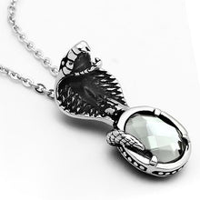 Load image into Gallery viewer, TK552 - High polished (no plating) Stainless Steel Necklace with Synthetic Acrylic in Jet