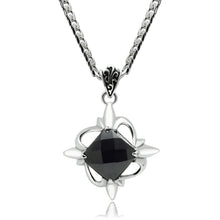 Load image into Gallery viewer, TK560 - High polished (no plating) Stainless Steel Chain Pendant with Synthetic Onyx in Jet
