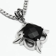 Load image into Gallery viewer, TK560 - High polished (no plating) Stainless Steel Chain Pendant with Synthetic Onyx in Jet