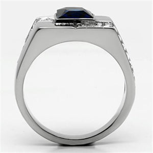 TK587 - High polished (no plating) Stainless Steel Ring with Synthetic Synthetic Glass in Montana