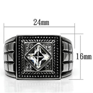 TK589 - High polished (no plating) Stainless Steel Ring with Top Grade Crystal  in Clear