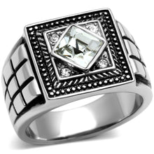 Load image into Gallery viewer, TK589 - High polished (no plating) Stainless Steel Ring with Top Grade Crystal  in Clear