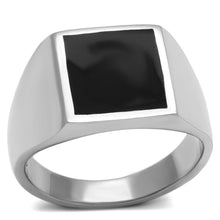 Load image into Gallery viewer, TK594 - High polished (no plating) Stainless Steel Ring with Epoxy  in Jet