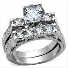 Load image into Gallery viewer, TK5X019 - High polished (no plating) Stainless Steel Ring with AAA Grade CZ  in Clear