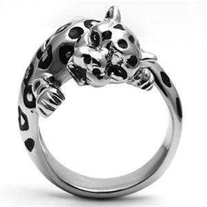 TK609 - High polished (no plating) Stainless Steel Ring with Top Grade Crystal  in Clear