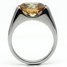 Load image into Gallery viewer, TK622 - High polished (no plating) Stainless Steel Ring with AAA Grade CZ  in Champagne