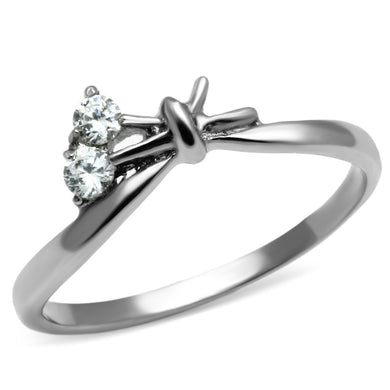 TK627 - High polished (no plating) Stainless Steel Ring with AAA Grade CZ  in Clear