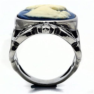TK632 - High polished (no plating) Stainless Steel Ring with Synthetic Synthetic Stone in Capri Blue