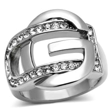 Load image into Gallery viewer, TK634 - High polished (no plating) Stainless Steel Ring with Top Grade Crystal  in Clear