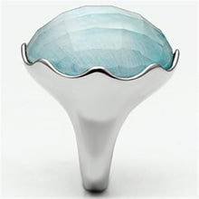 Load image into Gallery viewer, TK637 - High polished (no plating) Stainless Steel Ring with Synthetic Synthetic Glass in Sea Blue