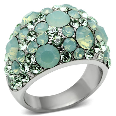 TK641 - High polished (no plating) Stainless Steel Ring with Top Grade Crystal  in Multi Color
