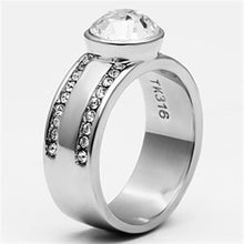 Load image into Gallery viewer, TK646 - High polished (no plating) Stainless Steel Ring with Top Grade Crystal  in Clear