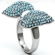 Load image into Gallery viewer, TK653 - High polished (no plating) Stainless Steel Ring with Top Grade Crystal  in Sea Blue