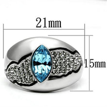 Load image into Gallery viewer, TK659 - High polished (no plating) Stainless Steel Ring with Top Grade Crystal  in Sea Blue
