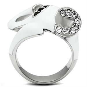 TK663 - High polished (no plating) Stainless Steel Ring with Top Grade Crystal  in Jet