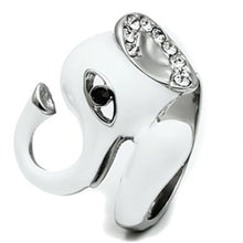 Load image into Gallery viewer, TK663 - High polished (no plating) Stainless Steel Ring with Top Grade Crystal  in Jet
