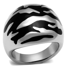 Load image into Gallery viewer, TK672 - High polished (no plating) Stainless Steel Ring with Epoxy  in Jet