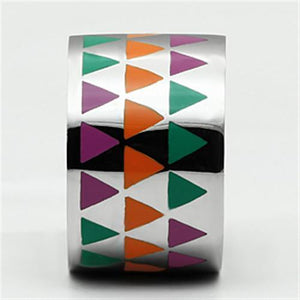 TK675 - High polished (no plating) Stainless Steel Ring with Epoxy  in Multi Color