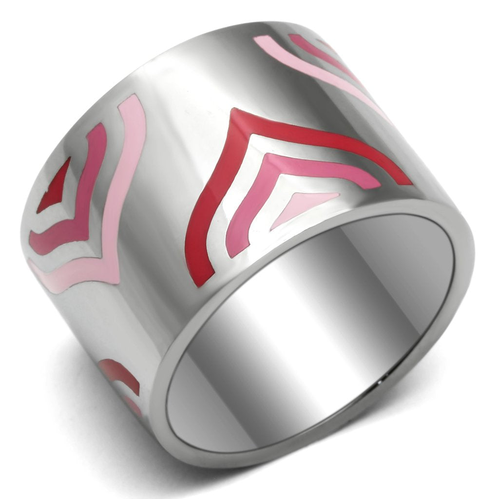 TK678 - High polished (no plating) Stainless Steel Ring with Epoxy  in Multi Color