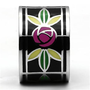 TK683 - High polished (no plating) Stainless Steel Ring with Epoxy  in Multi Color
