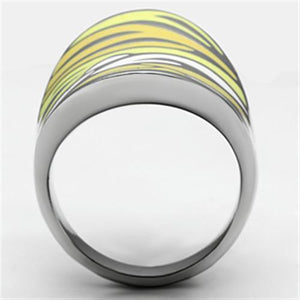 TK688 - High polished (no plating) Stainless Steel Ring with Epoxy  in Multi Color